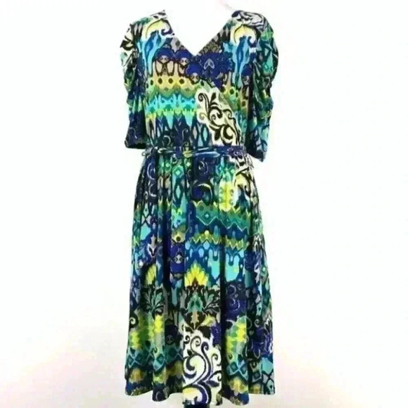 New NY collection dress size M faux wrap ikat - Picture 1 of 10